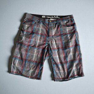 TRAVIS MATHEW Men's Gray Plaid Shorts Size 34